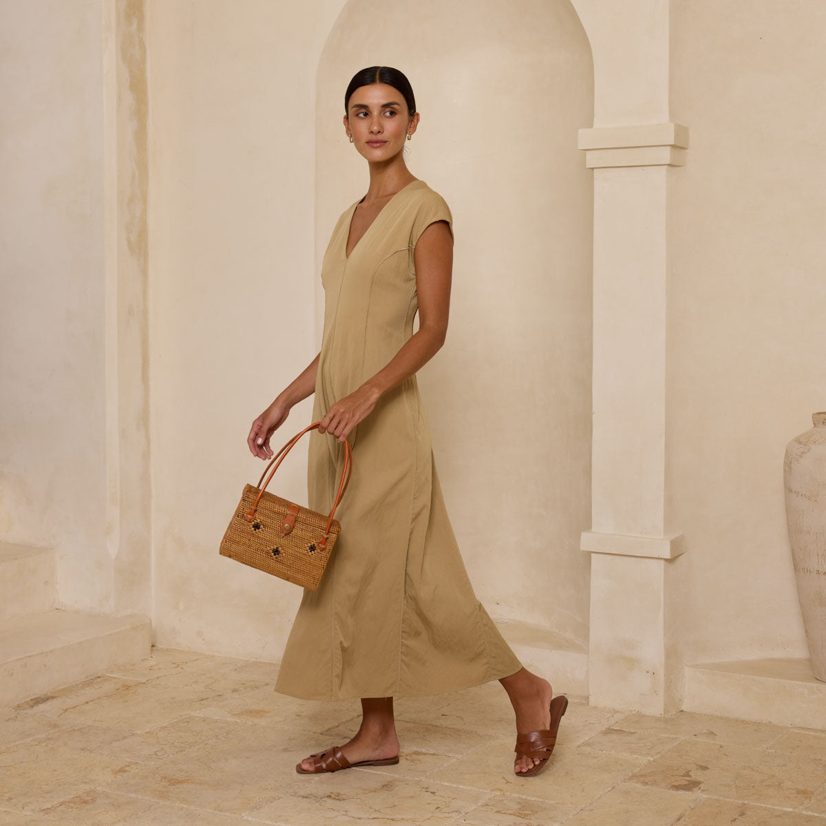 Ata Vine Rattan Box Summer Resort Handbag Diamond Pattern