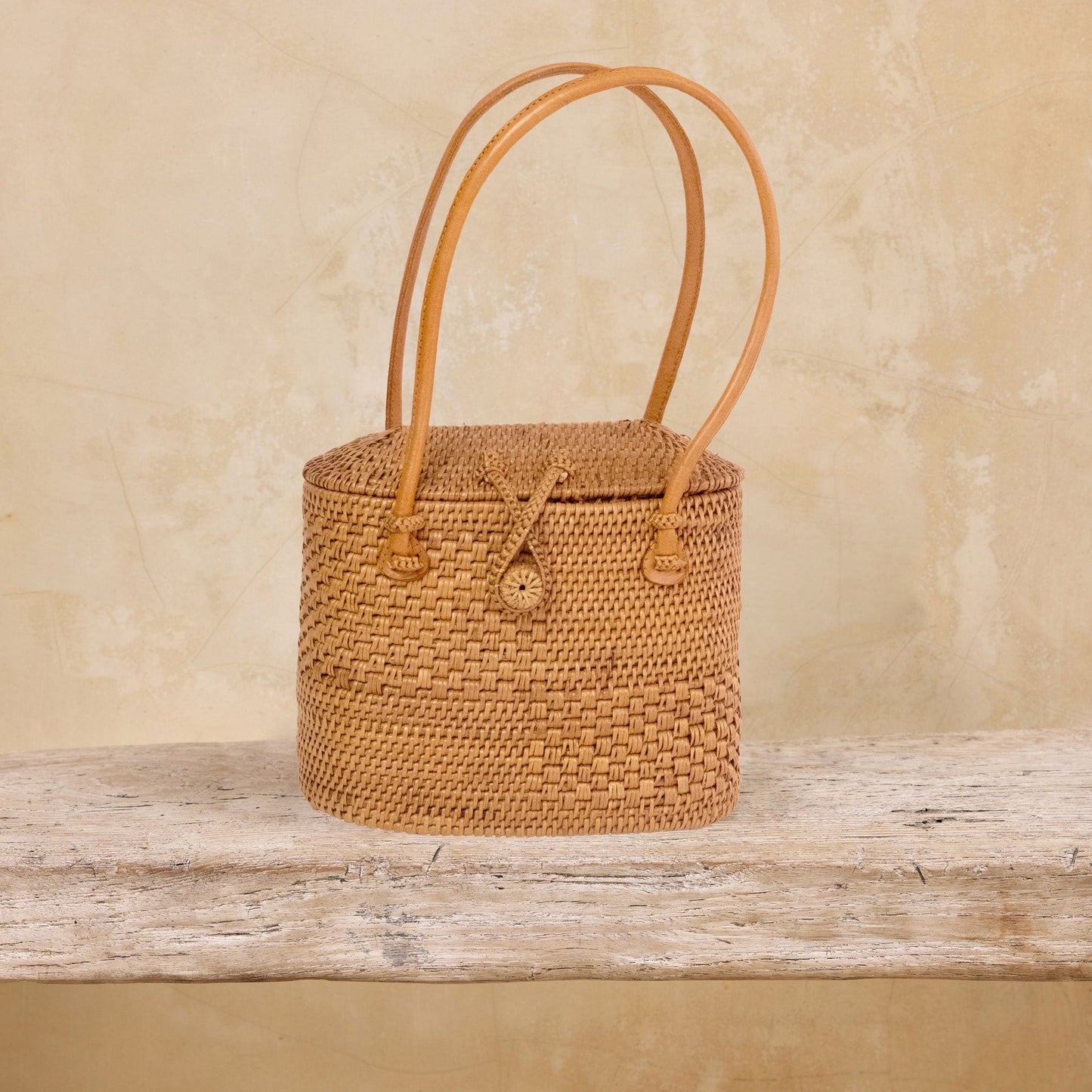 Ata Vine Sewing Basket Summer Handbag Bag with Curved Top