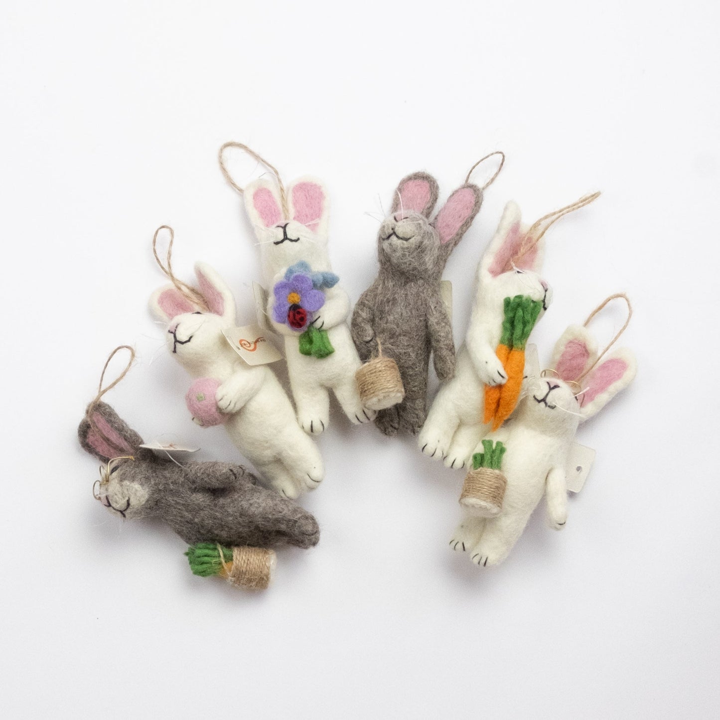 Ornament - Easter Decor - Gray and White Easter Bunnies