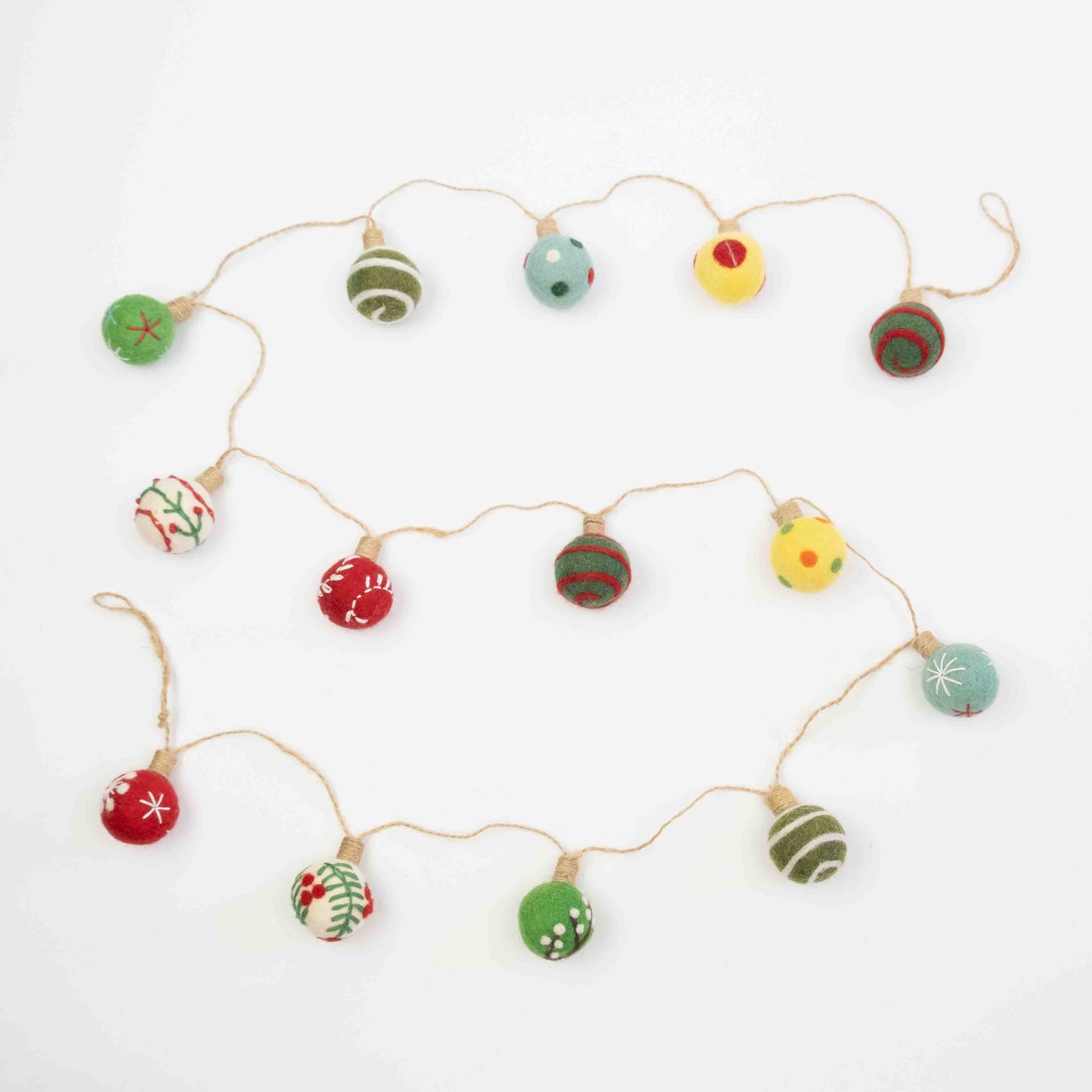 Garland - Christmas Decor - Embroidered Xmas Balls Multi