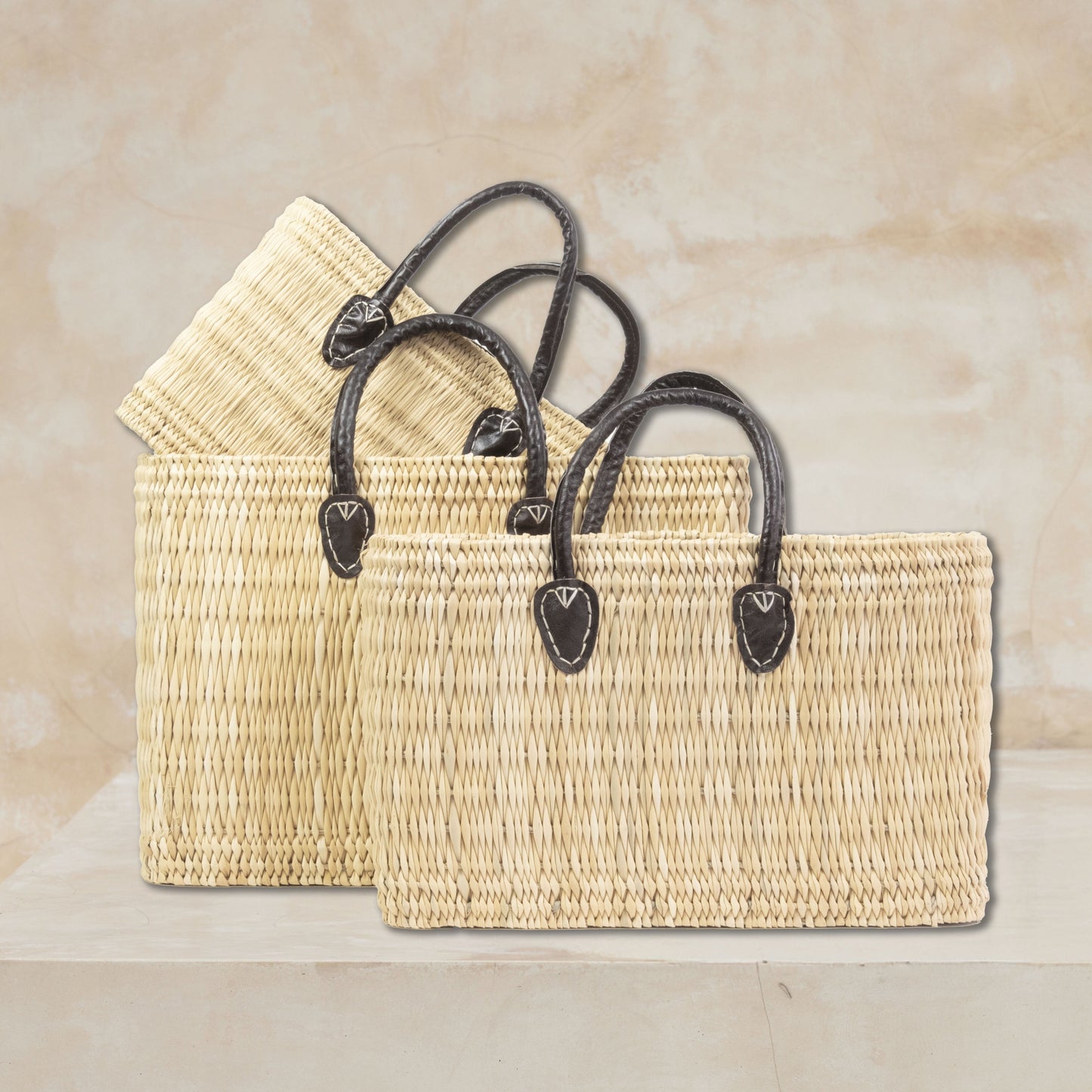 Moroccan Baskets - Set of 3 - Tote Natural