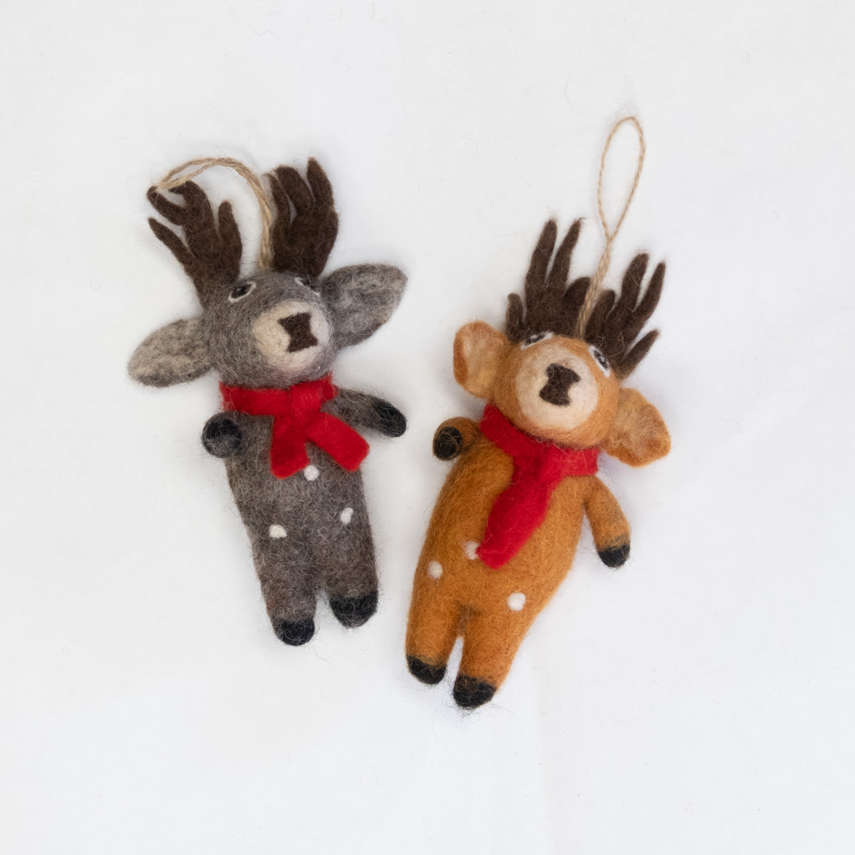 Ornament - Christmas Decor - Spotted Reindeer with Red Scarf