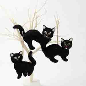 Ornament - Halloween Decor - Black Cats