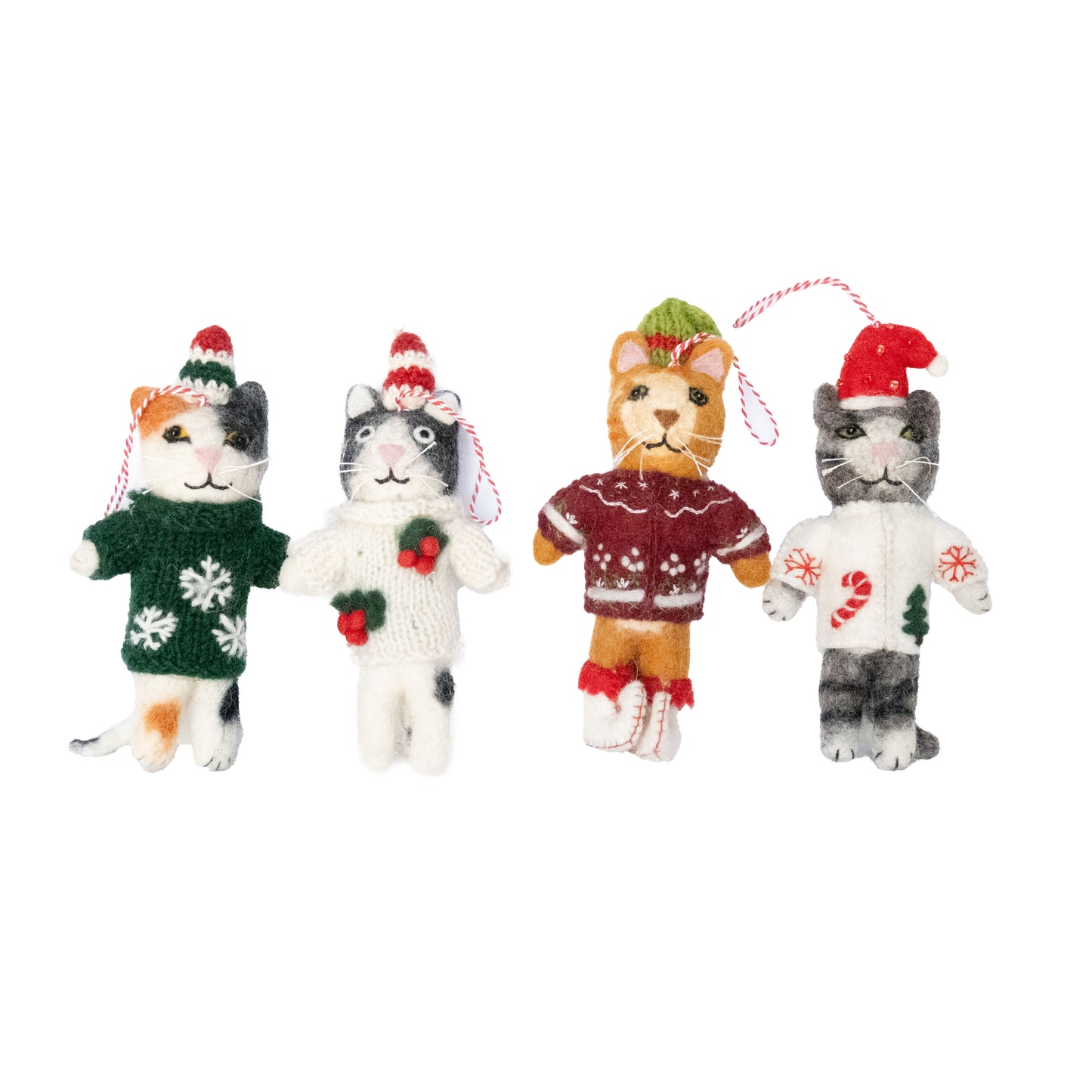Ornament - Felt Cat handknit sweater