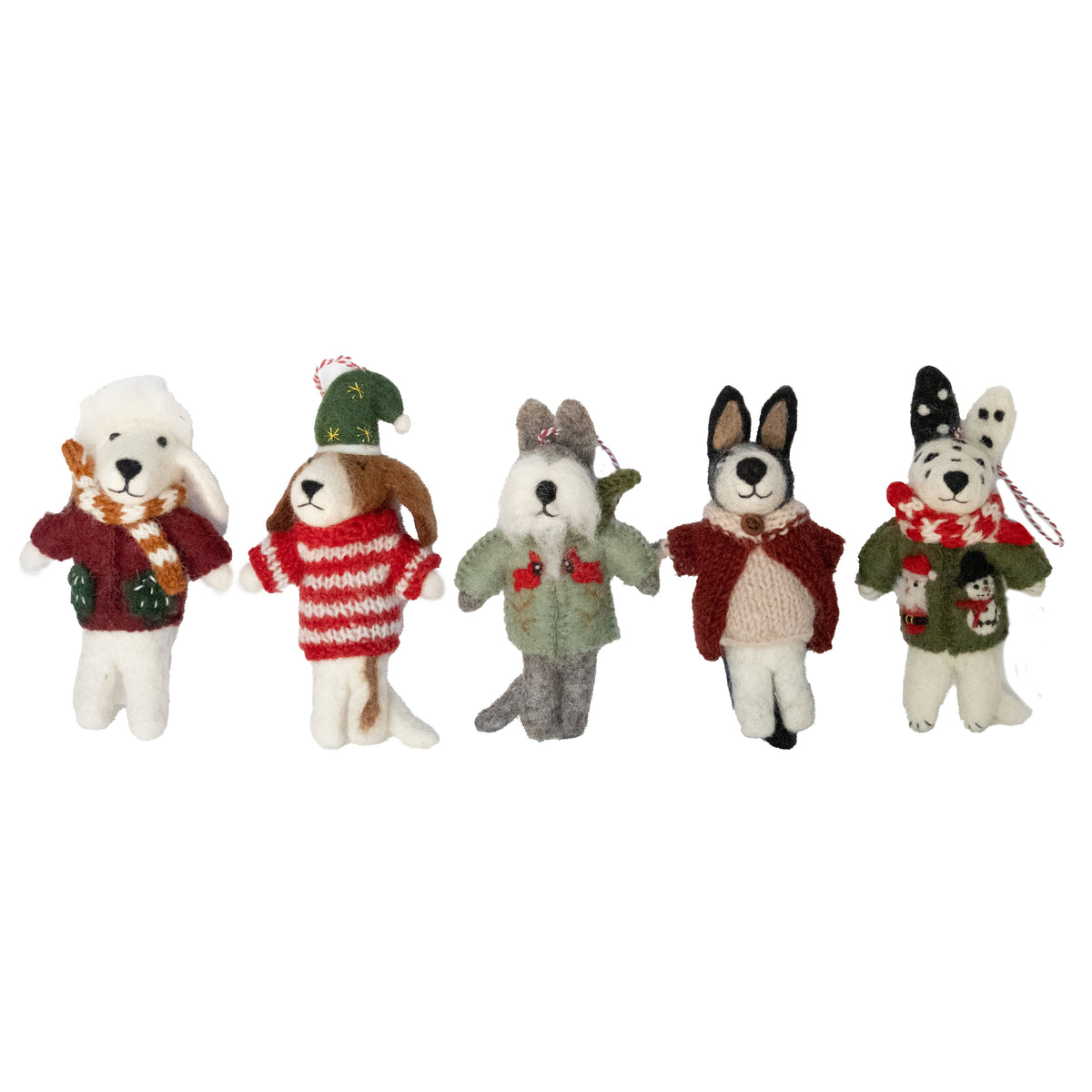 Ornament - Dog Felt with Handknit Sweater