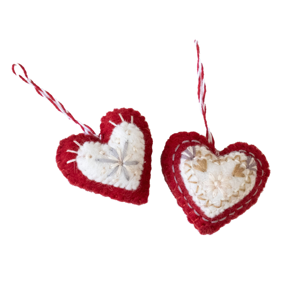 Ornament - Embroidered Felt Heart -Valentine's