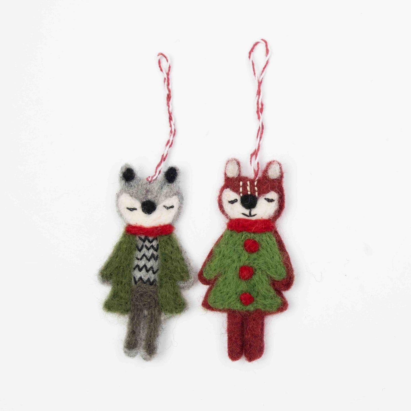 Ornament - Christmas Decor - Silver and Red Fox