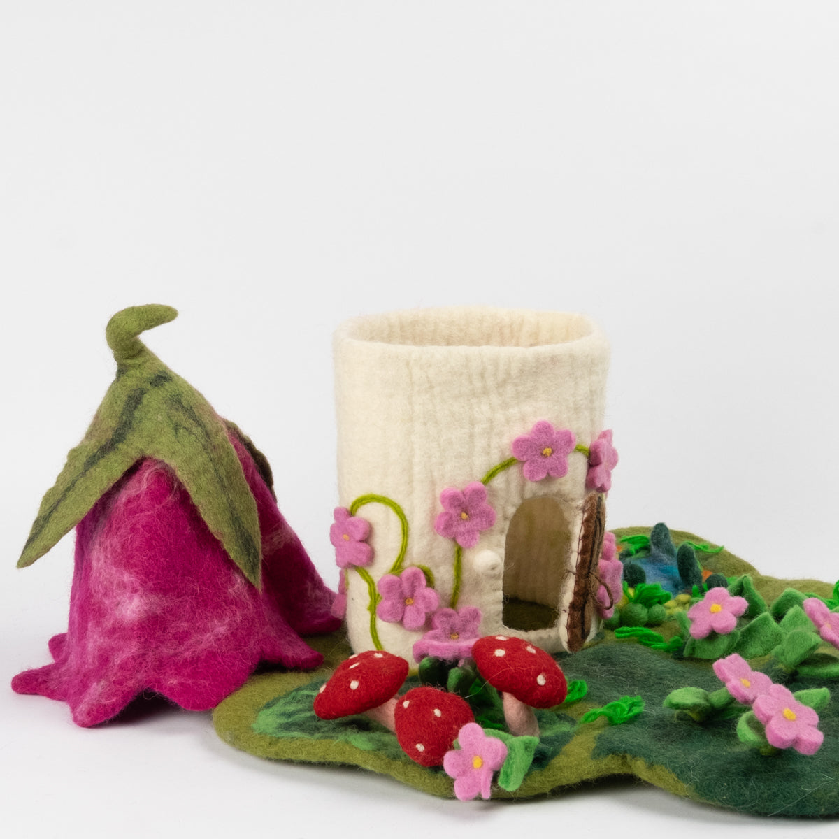 Finger Puppets - Activity Kit - Felt Pink Fairy Cottage