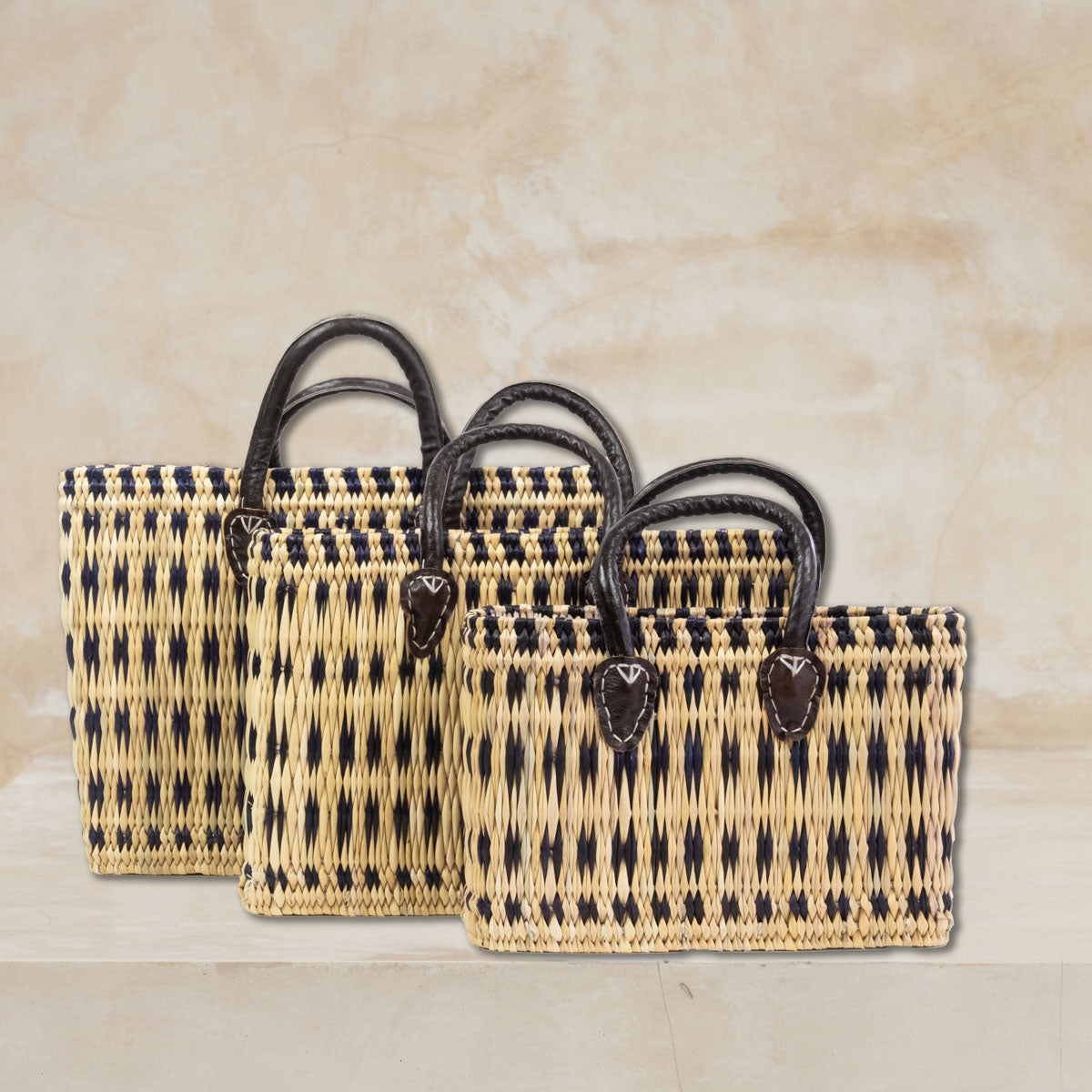 Moroccan Market Baskets - Set of 3 - Tote Midnight Splash
