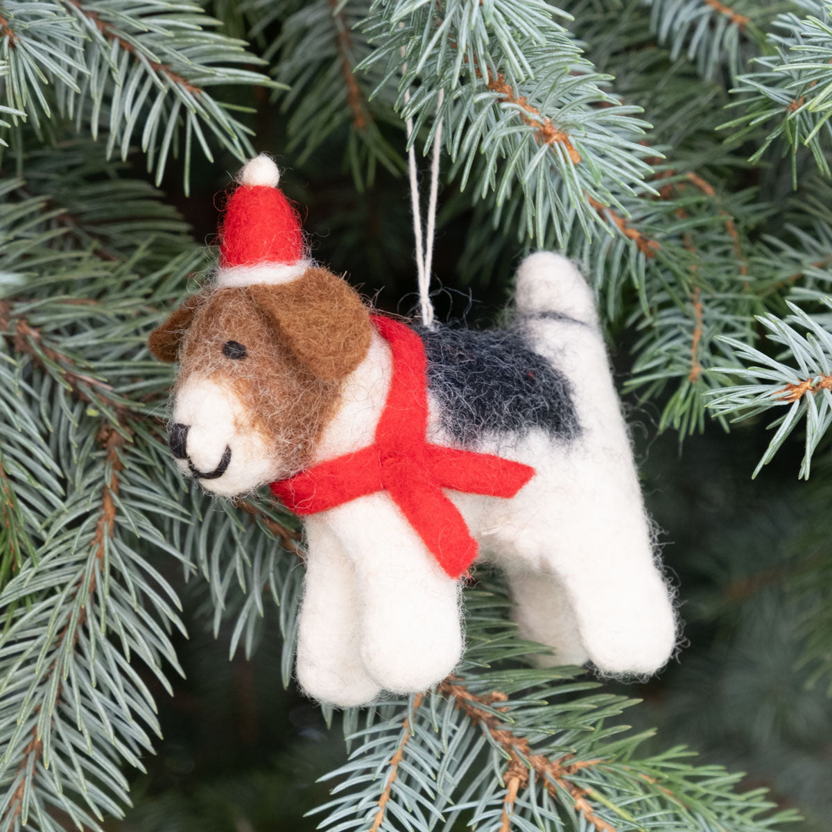 Ornament - Christmas Decor - Dog with Red Scarf