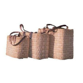Moroccan Baskets - Set of 3 - Tote Natural Long Strap