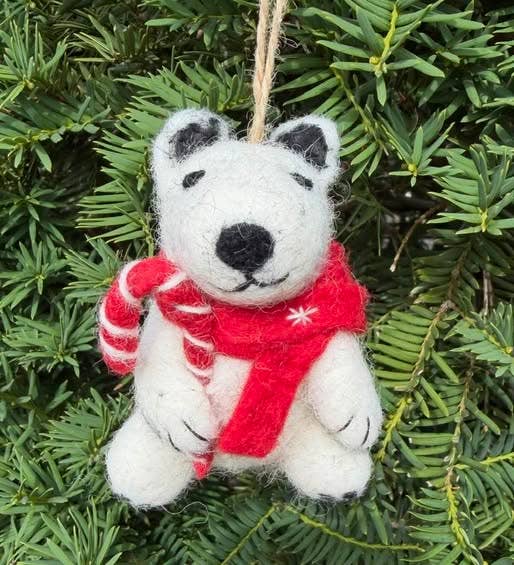 Ornament - Polar Bear with Candy Cane