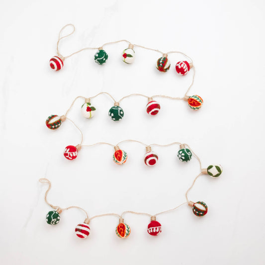 Garland - Christmas Decor - Embroidered Xmas Ball