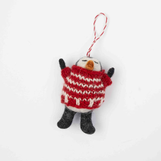 Ornament - Christmas Decor - Penguin with Red Ski Sweater