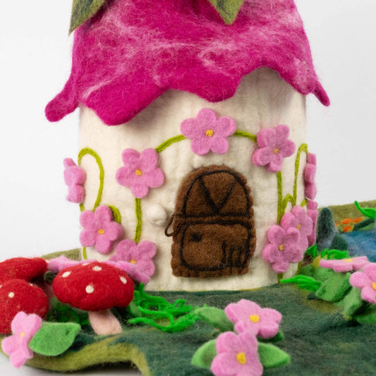 Finger Puppets - Activity Kit - Felt Pink Fairy Cottage