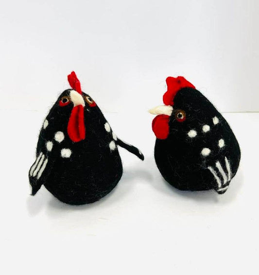 Toys - Farm Décor - Rooster - Black with White Spots