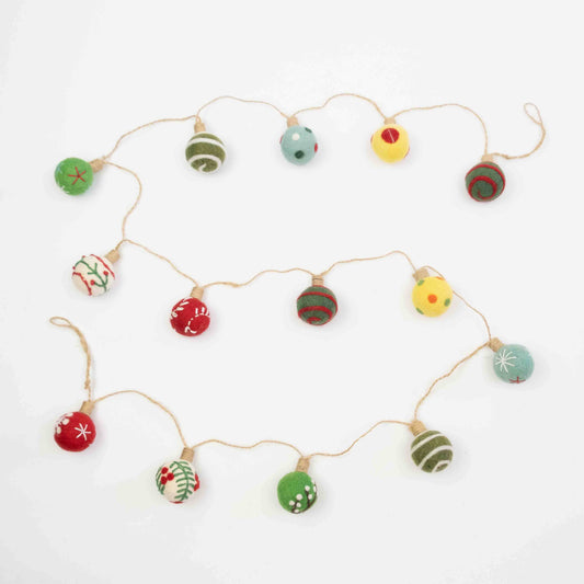Pre-Order Garland - Christmas Decor - Embroidered Xmas Balls Multi
