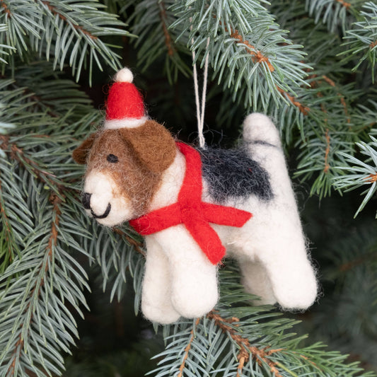 Ornament - Christmas Decor - Dog with Red Scarf