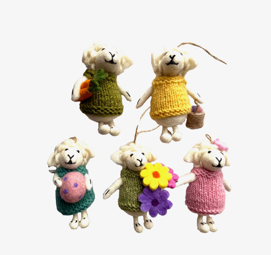 Ornament - Easter Decor - Spring Sheep with Knit Sweater