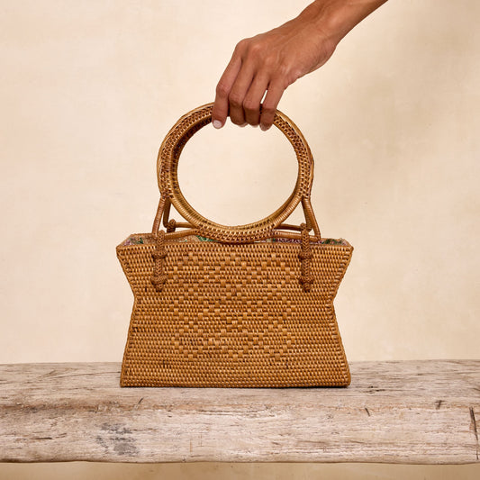 Ata Vine Geometric Woven Tote Bag