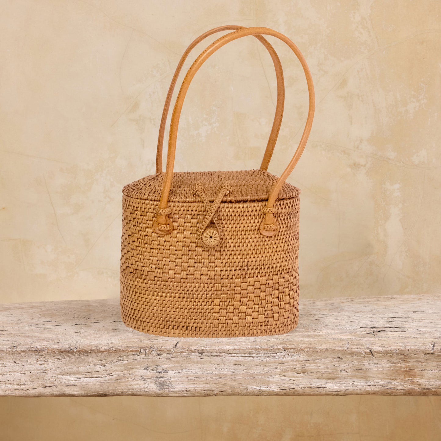 Ata Vine Sewing Basket Summer Handbag Bag with Curved Top