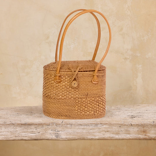 Ata Vine Sewing Basket Summer Handbag Bag with Curved Top