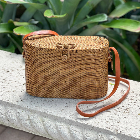 Ata Vine Sewing Basket Summer Crossbody Bag with Curved Top