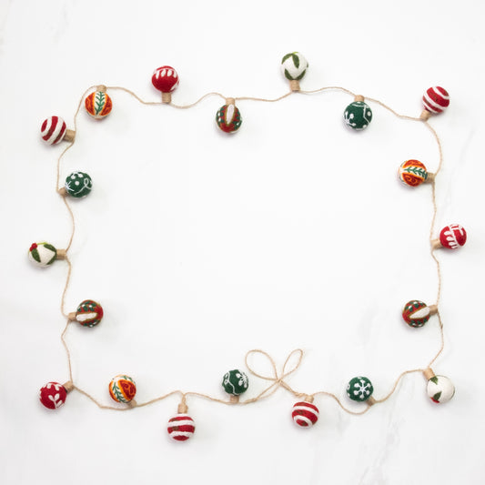 Garland - Christmas Decor - Embroidered Xmas Ball