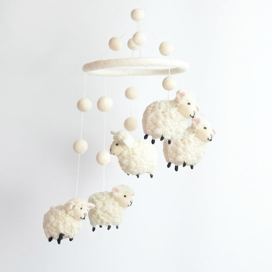 Baby Mobile - Nursery Décor - White Sheep