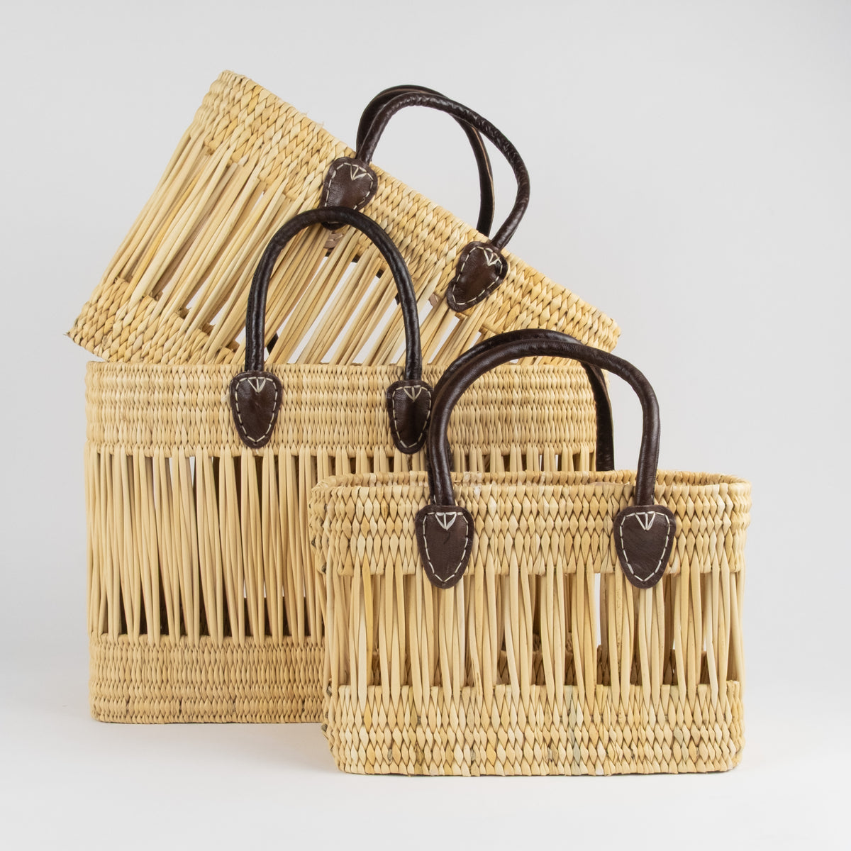 Moroccan Basket - Set of 3 - Open Weave Natural