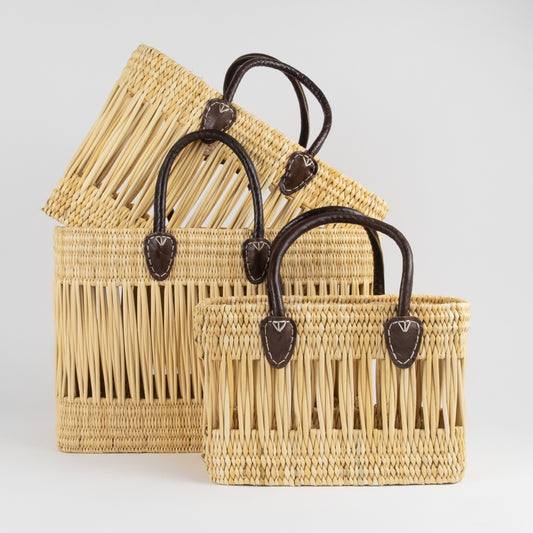 Moroccan Basket - Set of 3 - Open Weave Natural