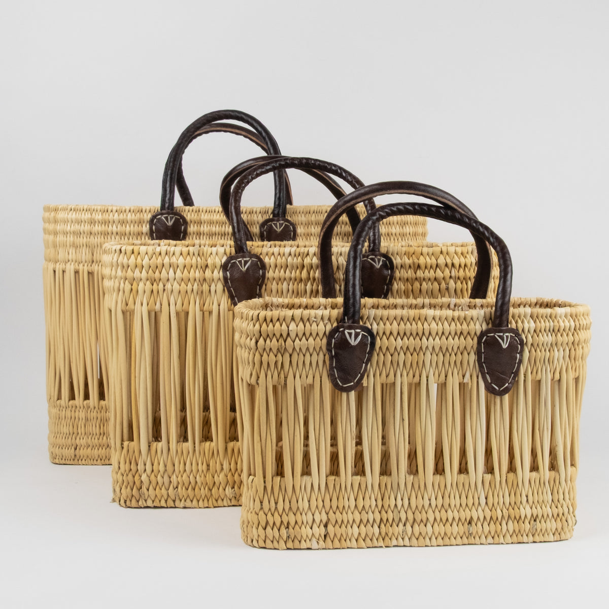 Moroccan Basket - Set of 3 - Open Weave Natural