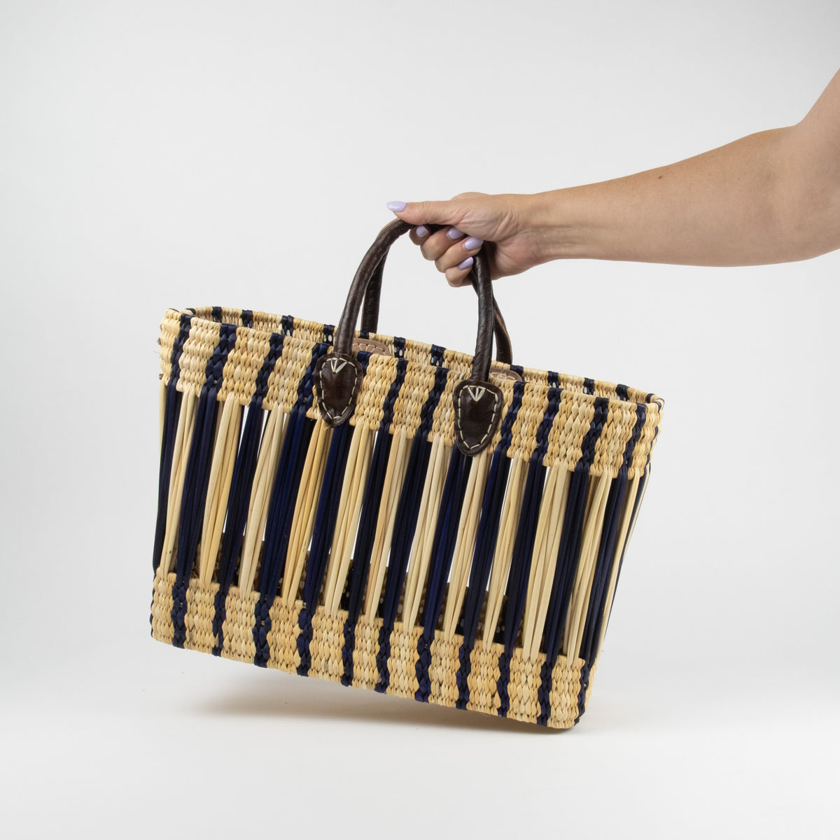 Moroccan Basket - Set of 3 - Open Weave Black Natural