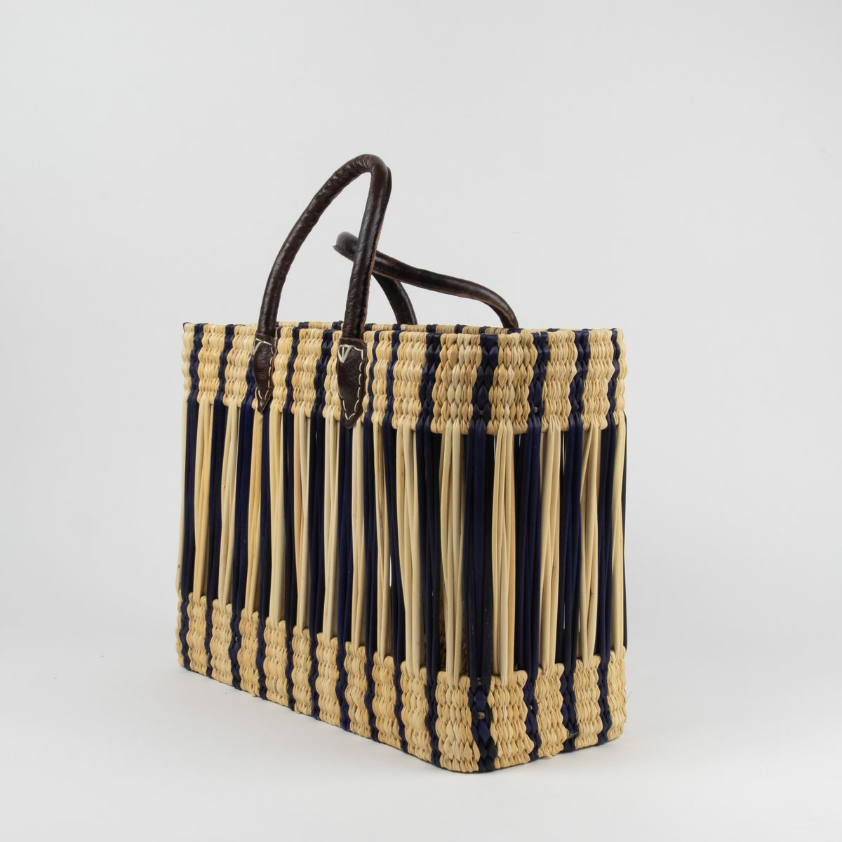 Moroccan Basket - Set of 3 - Open Weave Black Natural