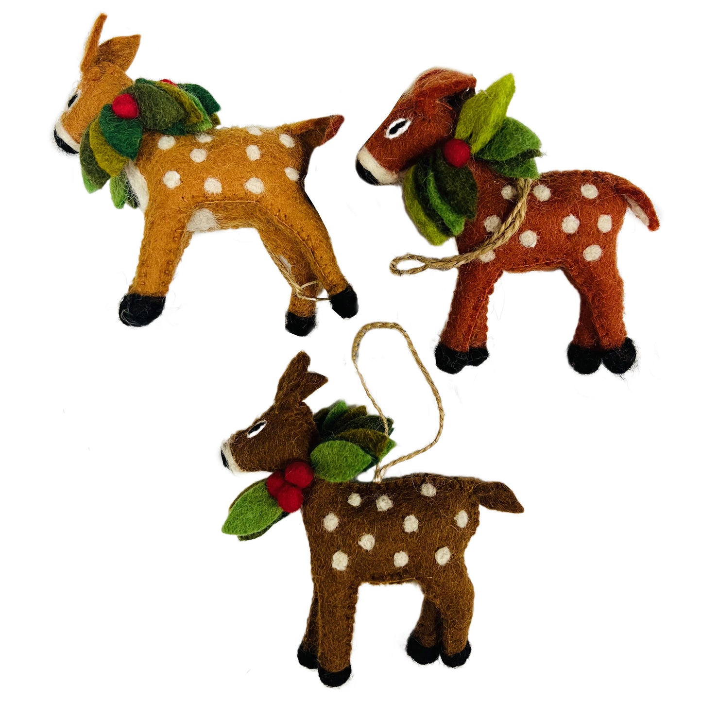 Ornament - Christmas Decor - Spotted Reindeer Wearing Wreath