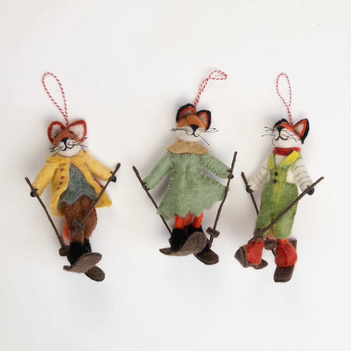 Ornament - Christmas Decor - Fox on Skis, Assorted