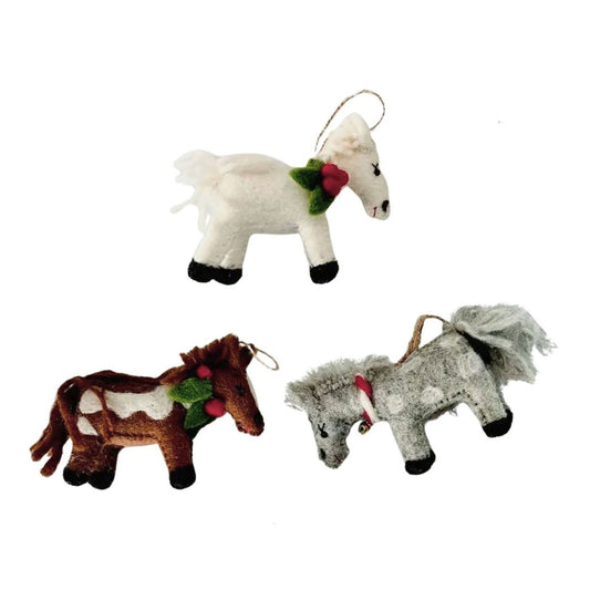 Ornament - Christmas Decor - Horse with Holly