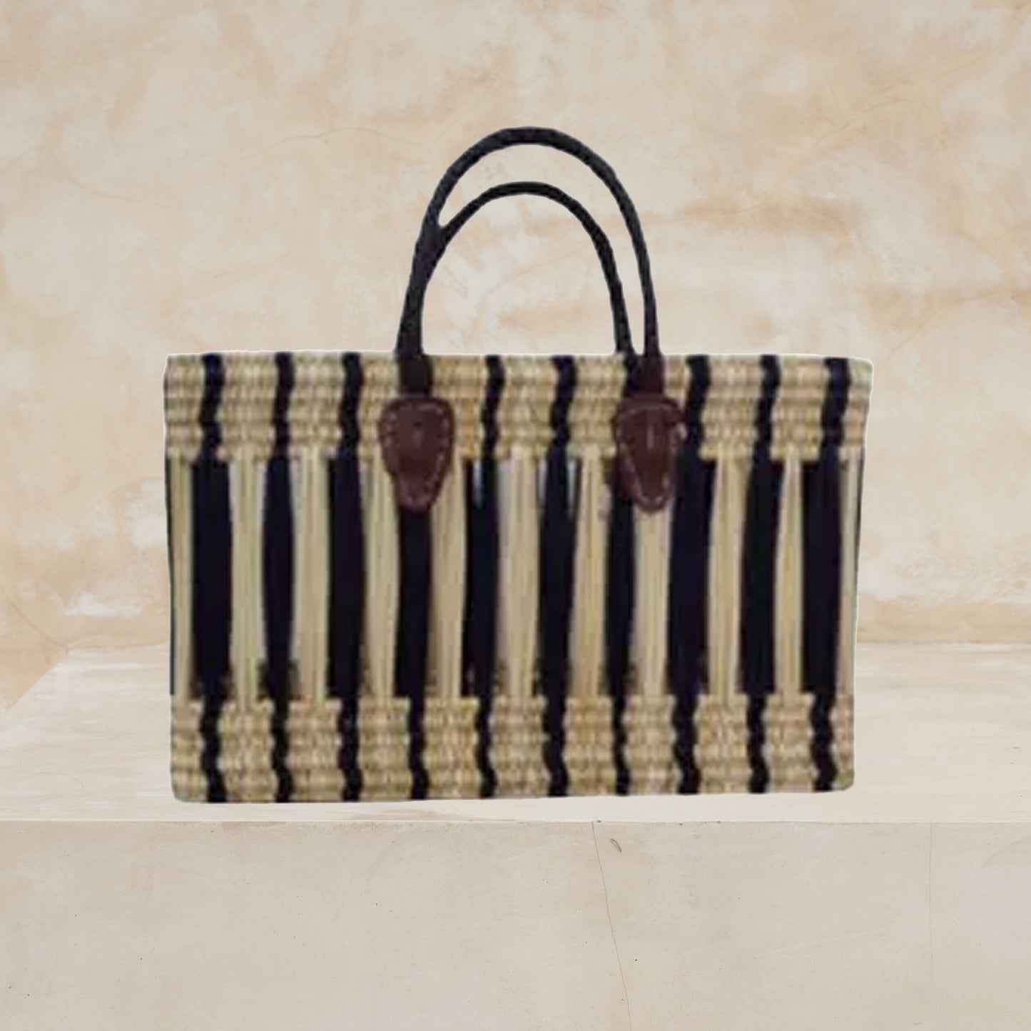 Pre-Order (Ships Aug 10) Moroccan Basket - Set of 3 - Open Weave Black Natural