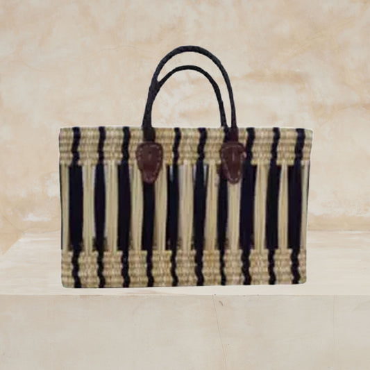 Pre-Order (Ships Aug 10) Moroccan Basket - Set of 3 - Open Weave Black Natural