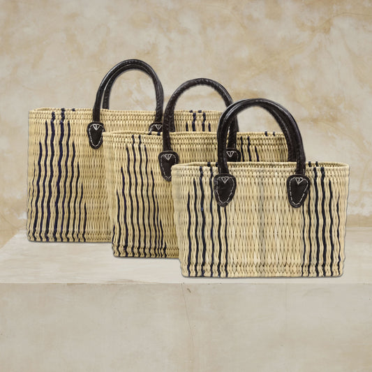 Moroccan Baskets - Set of 3 -Tote Midnight Pyramid