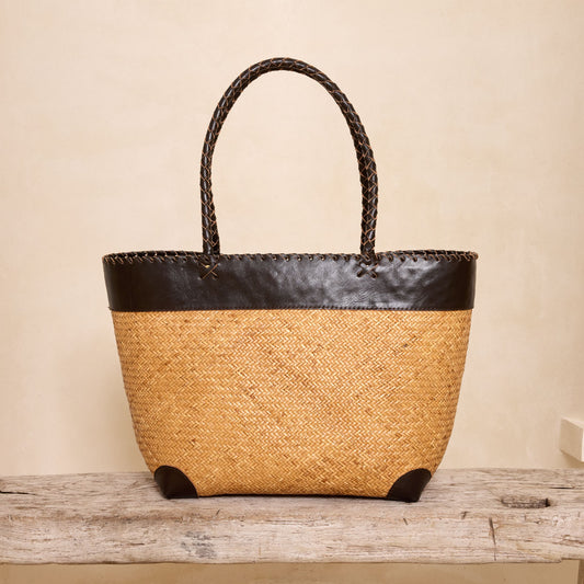 Rattan Woven Tote Bag - Natural