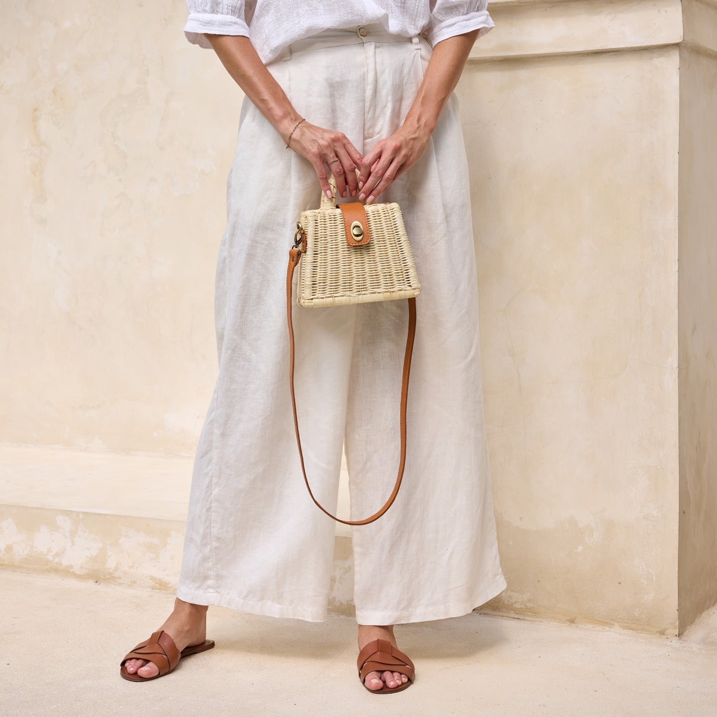 Rattan Ivory Petite Summer Resort Handbag