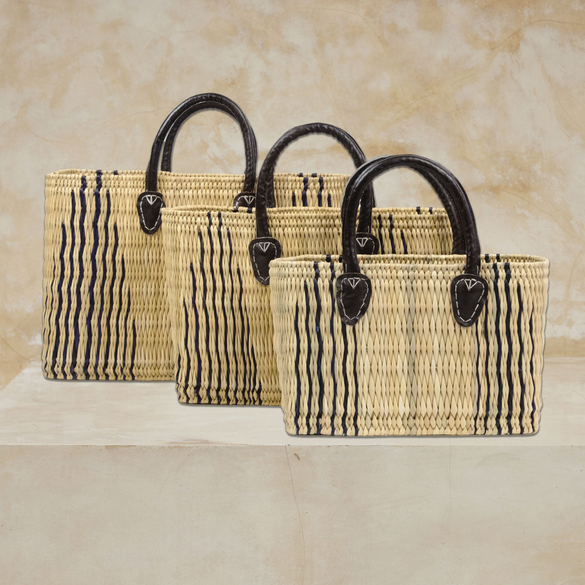 Moroccan Baskets - Set of 3 - Tote Midnight Pyramid