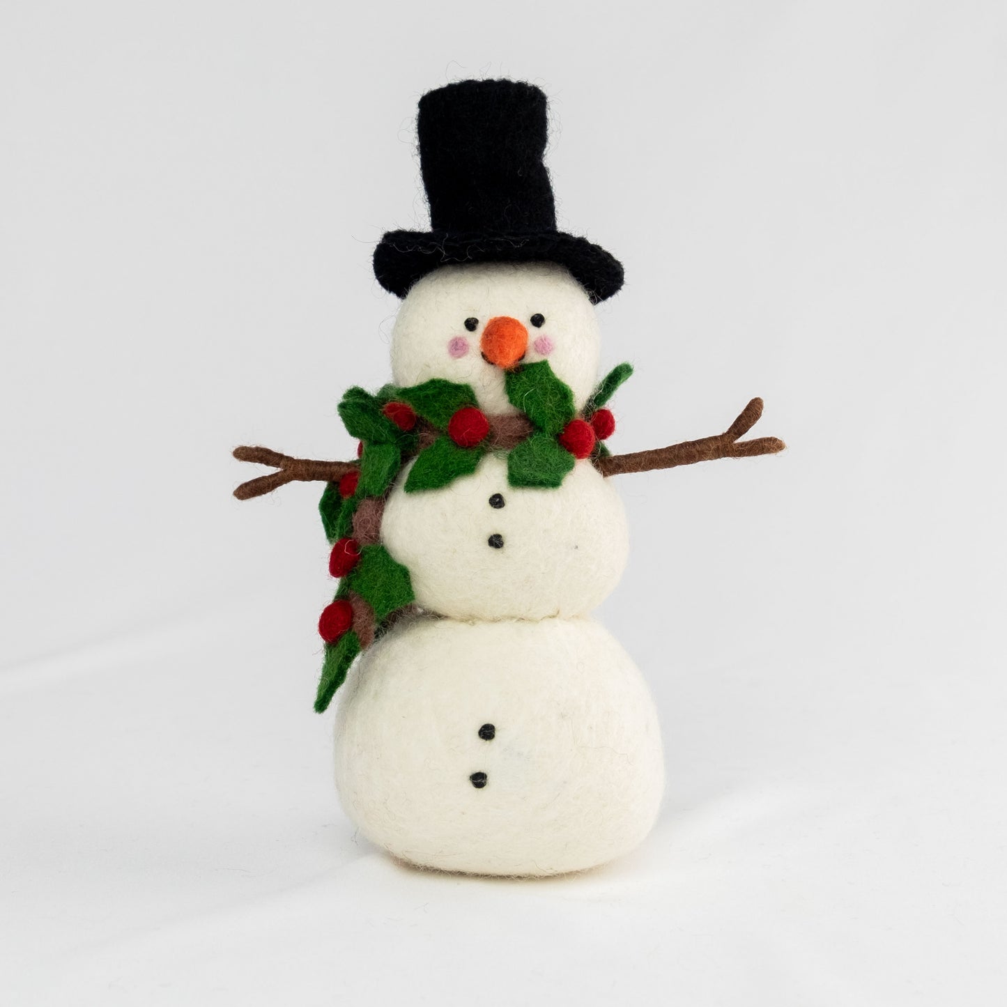 Christmas Decor - Felt Snowman - Holly Scarf