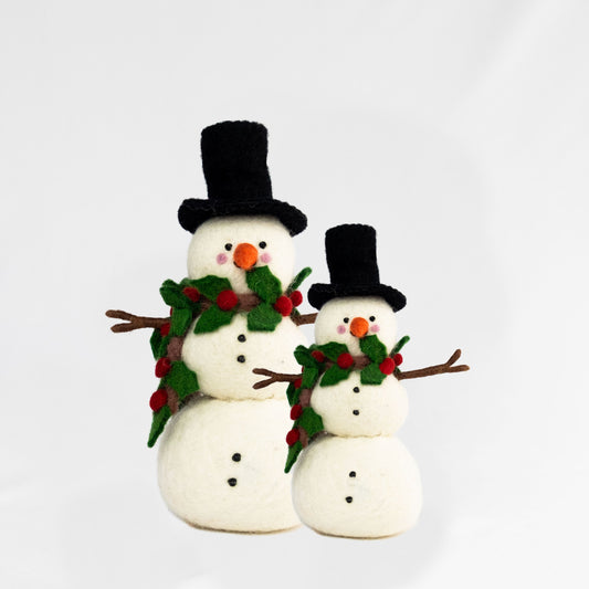 Christmas Decor - Felt Snowman - Holly Scarf