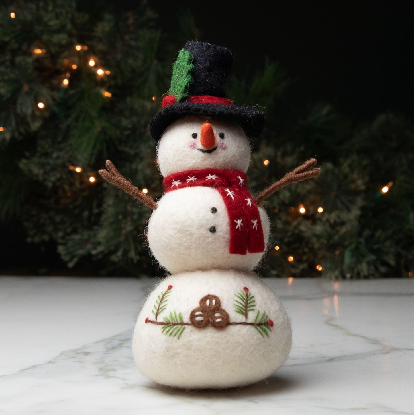 Christmas Decor - Felt Snowman - Red Scarf
