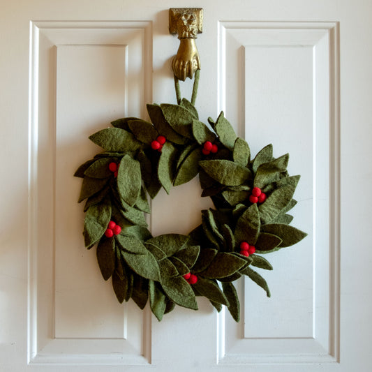 Christmas Decor - Wreath Green with Red Holly Berries