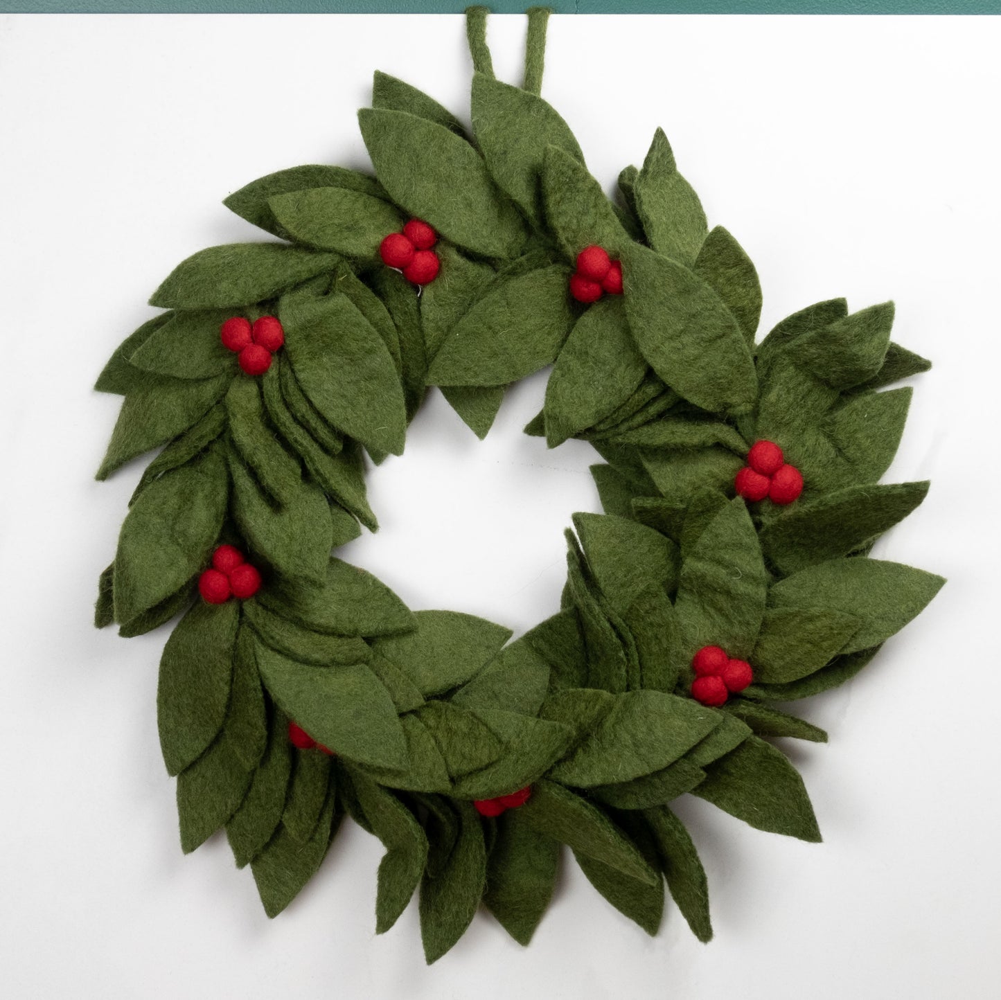 Christmas Decor - Wreath Green with Red Holly Berries