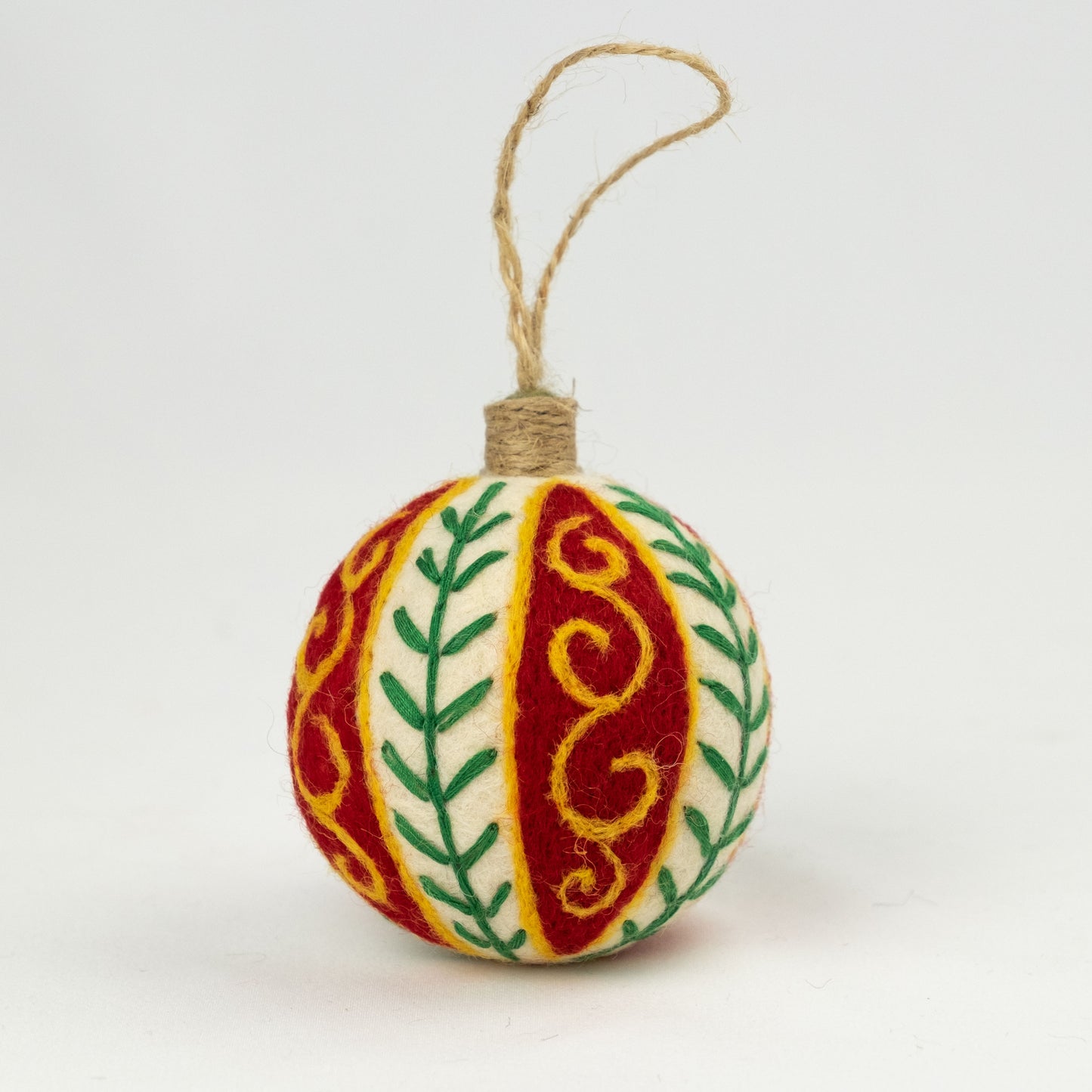 Ornament - Christmas Decor - Embroidered Red Ball, Assorted