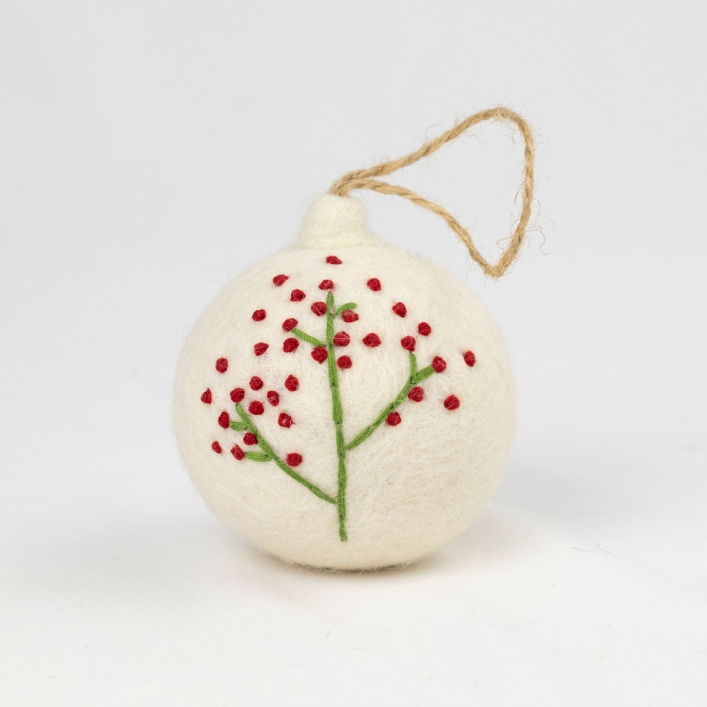 Ornament - Christmas - Embroidered White Ball, Assorted